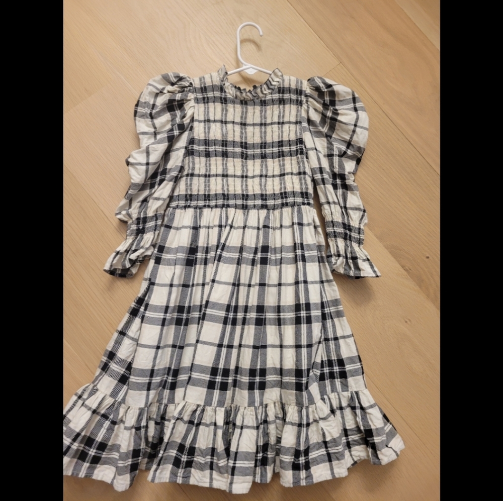 Jessie And James London Black &  White Plaid Smocked Dress